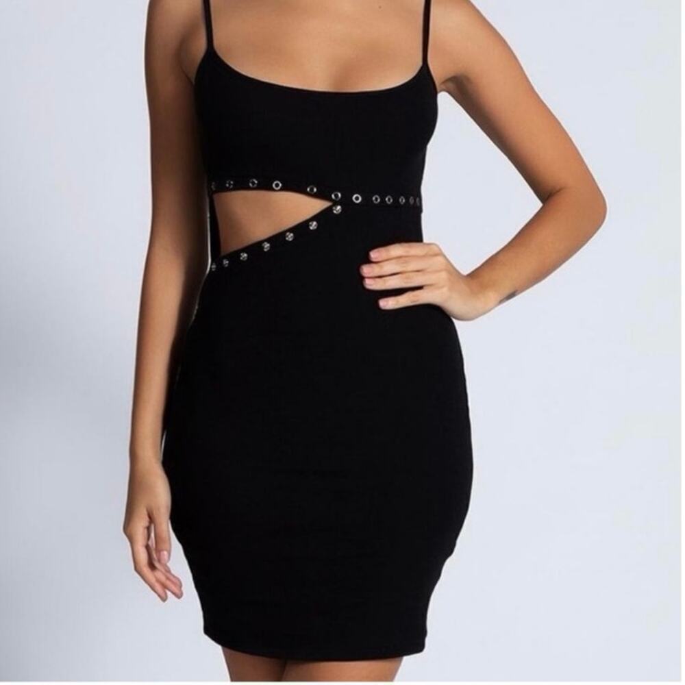 Meshki Black Eyelet Midriff Cutout Maxi Dress